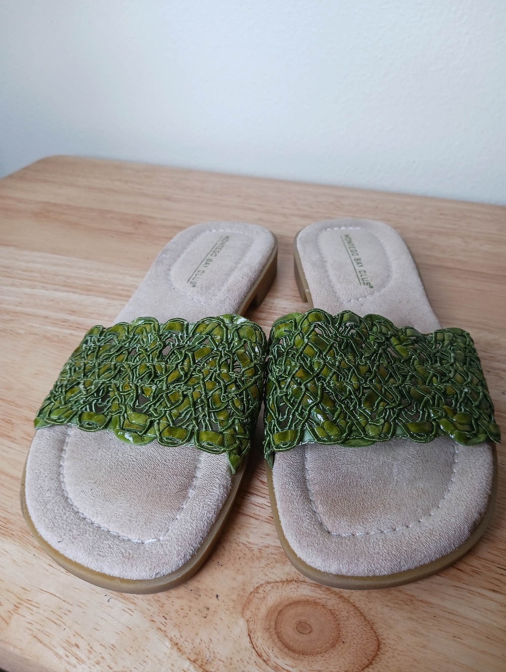 Montego Bay Club Green Braided Slide Sandals